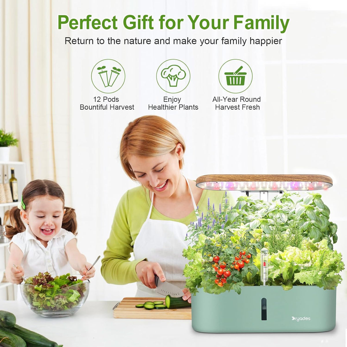 Fyllaura Indoor Garden — 12-Pod Hydroponic Growing System with LED Grow Light
