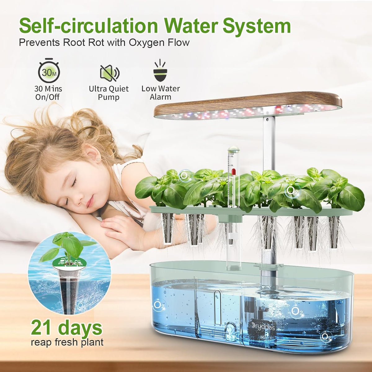 Fyllaura Indoor Garden — 12-Pod Hydroponic Growing System with LED Grow Light